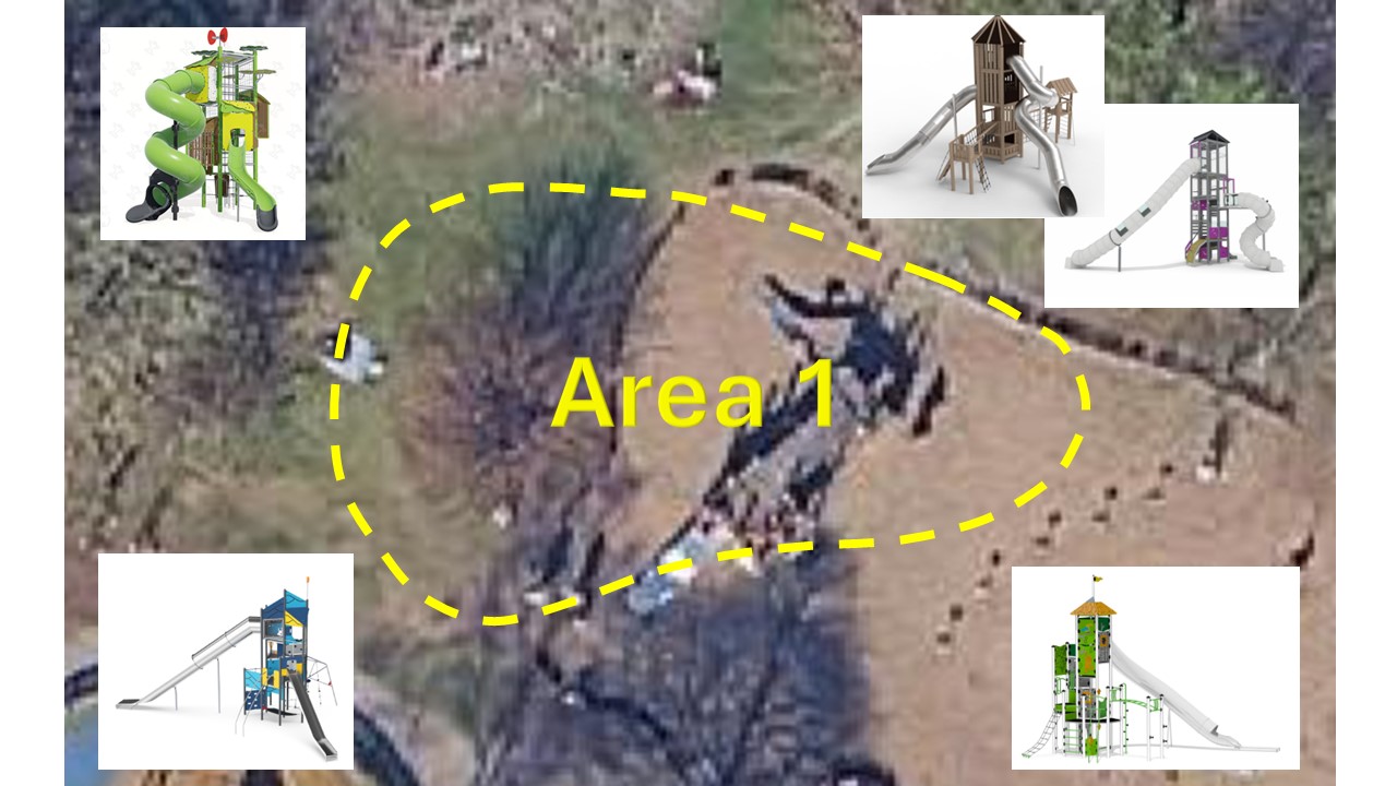 Area 1 showing the types of towers